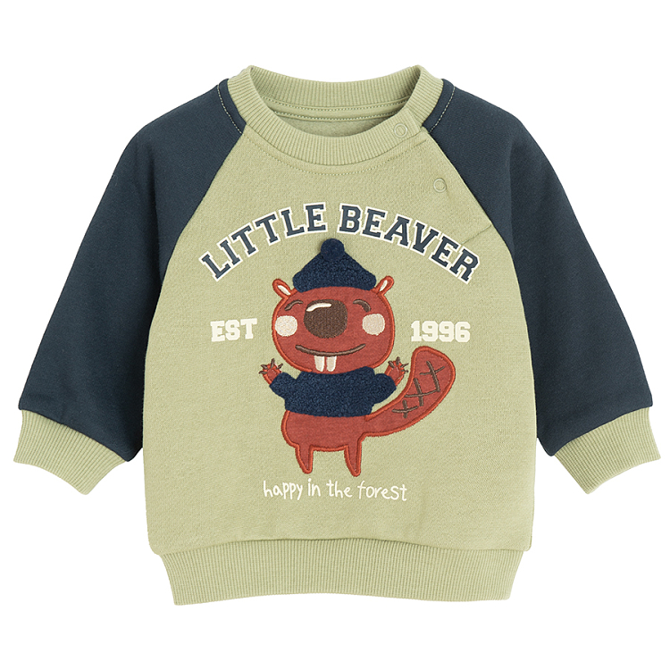 Blue and green jogging set with Little Beaver print- 2 pieces