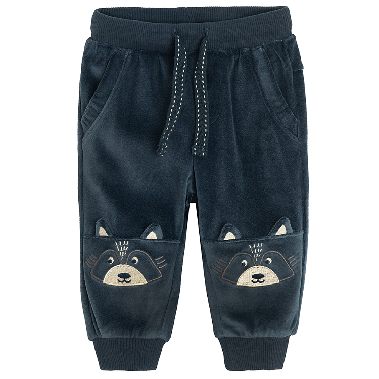 Blue jogging set with racoon face on knees print- 2 pieces