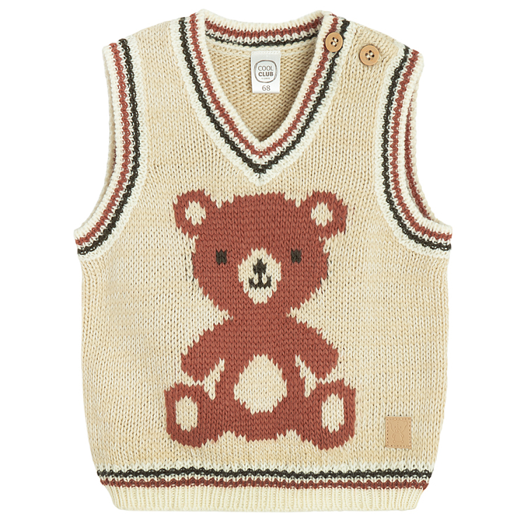 Ecru vest with bear print