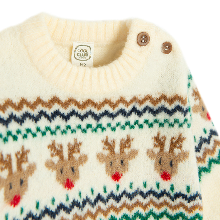 White sweater with raindeer print