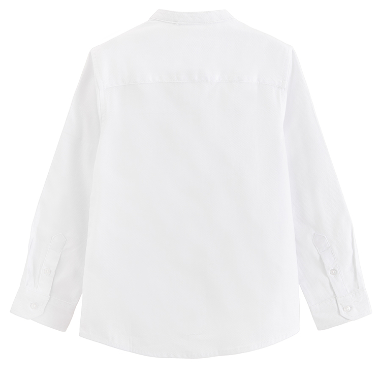 White button down long sleeve shirt with mao collar