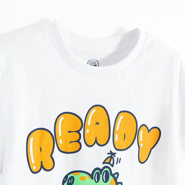 White T-shirt with dinosaur print