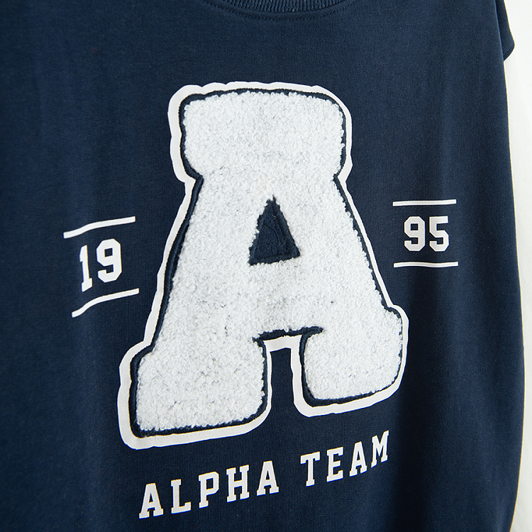 white and blue sweatshirtwith ALPHA TEAM print