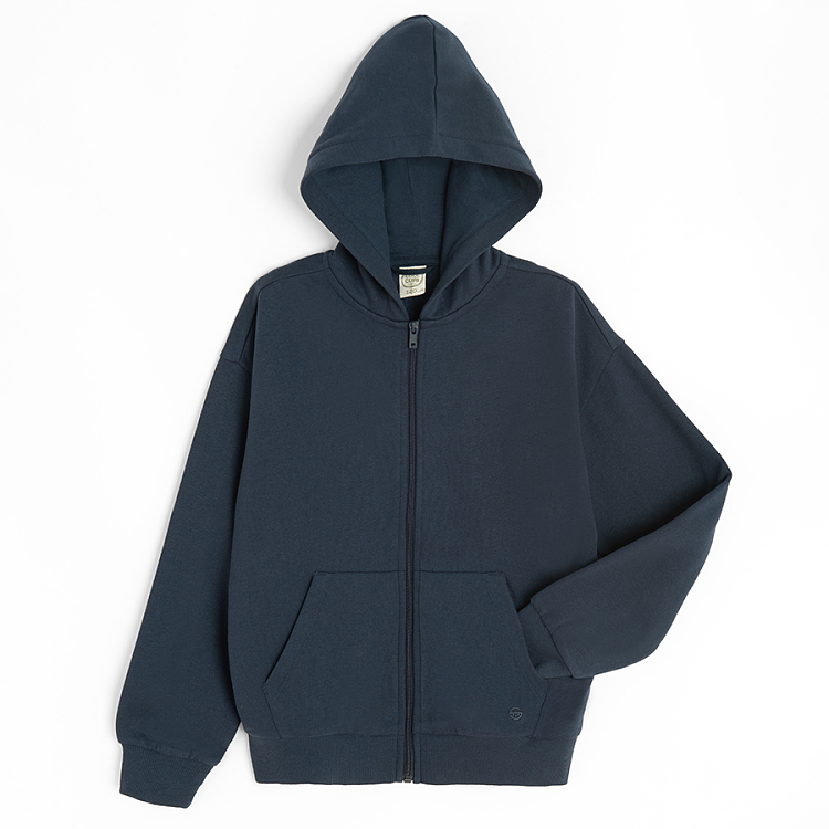 Blue hooded zip through sweatshirt