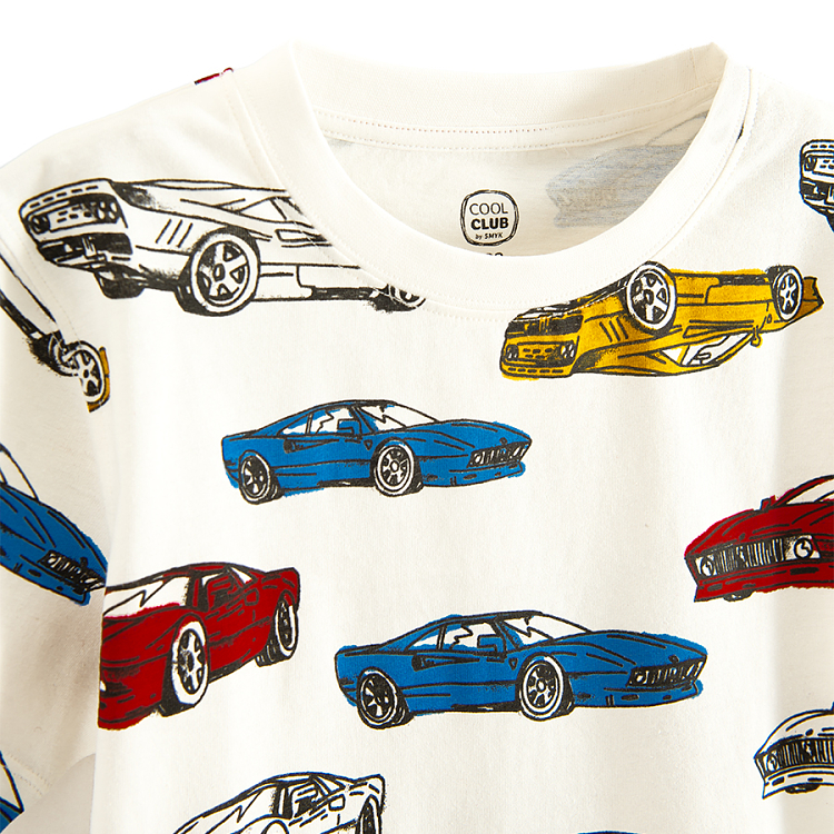 White T-shirt with cars print