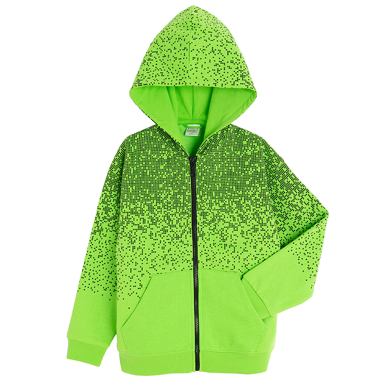 Lime pixels zip through hooded sweatshirt