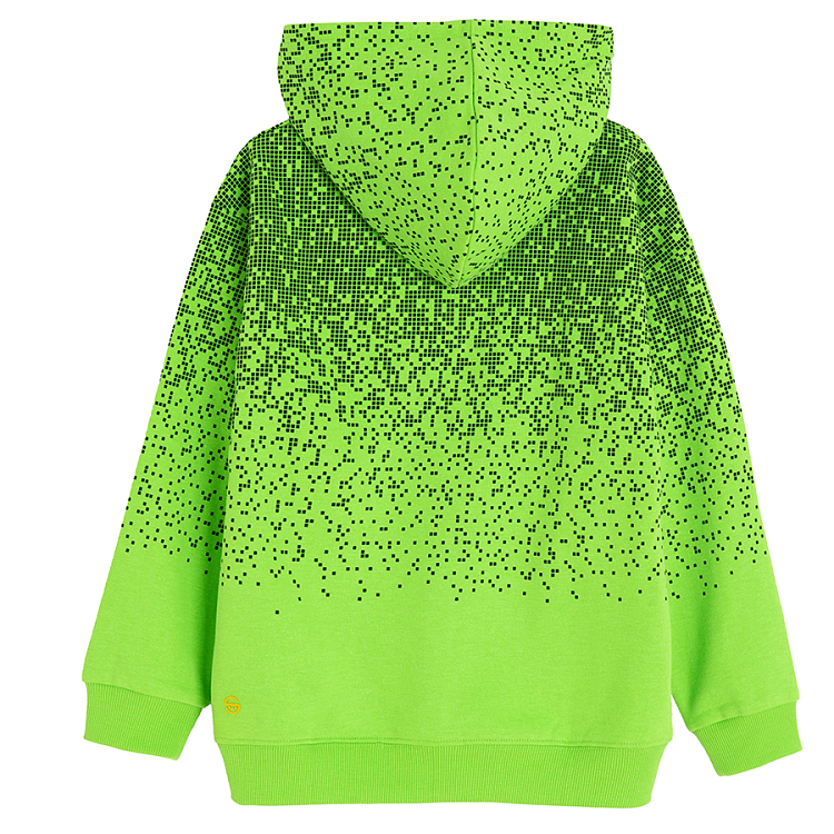 Lime pixels zip through hooded sweatshirt