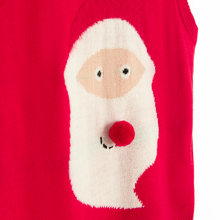 Dark red vest with Santa Claus print