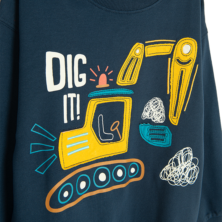 Blue blouse with excavator DIG IT print