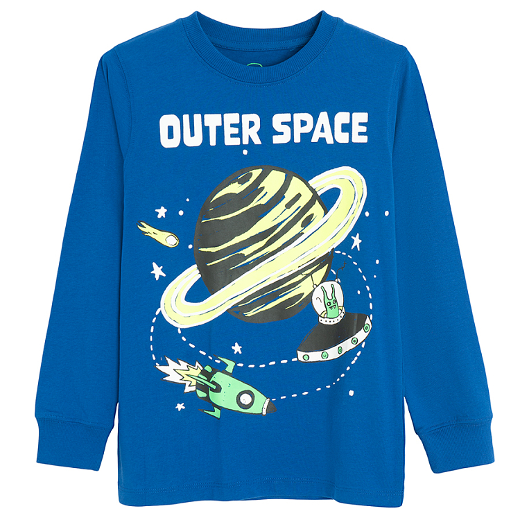 Blue blouse with Outer space print