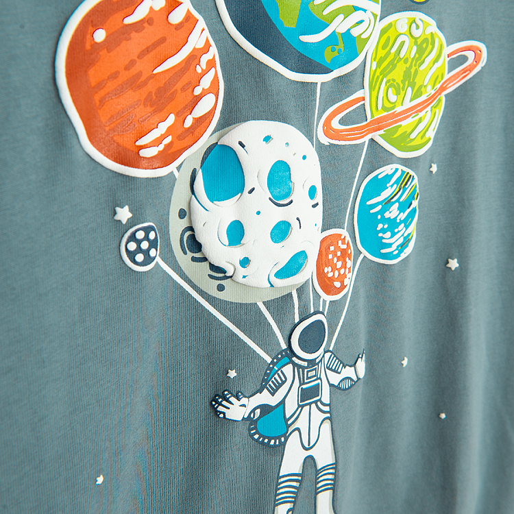 Grey sweatshirt with astronaut and planets print