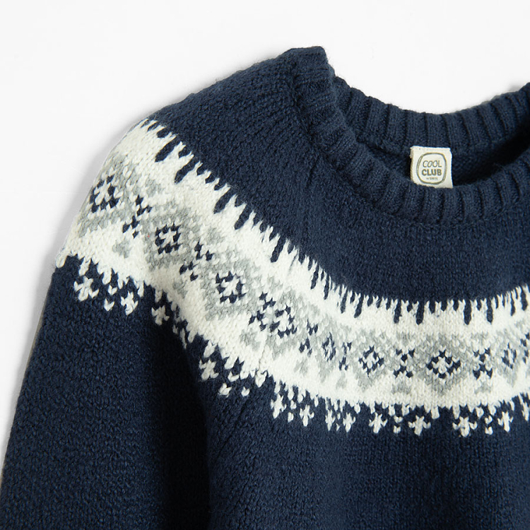 Blue sweater with Xmas pattern