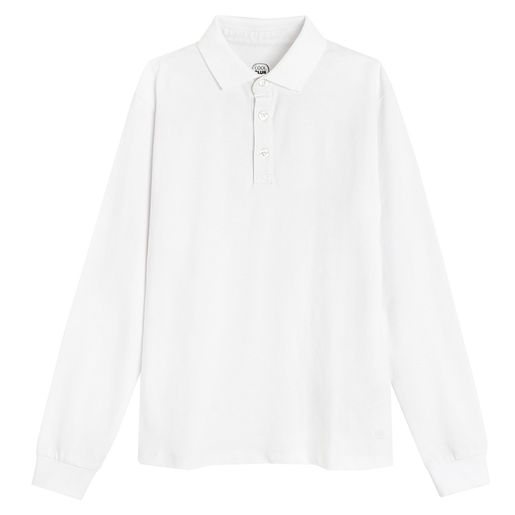 White long sleeve polo blouse