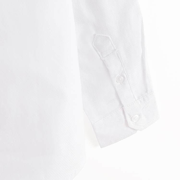 White button down long sleeve shirt with mao collar