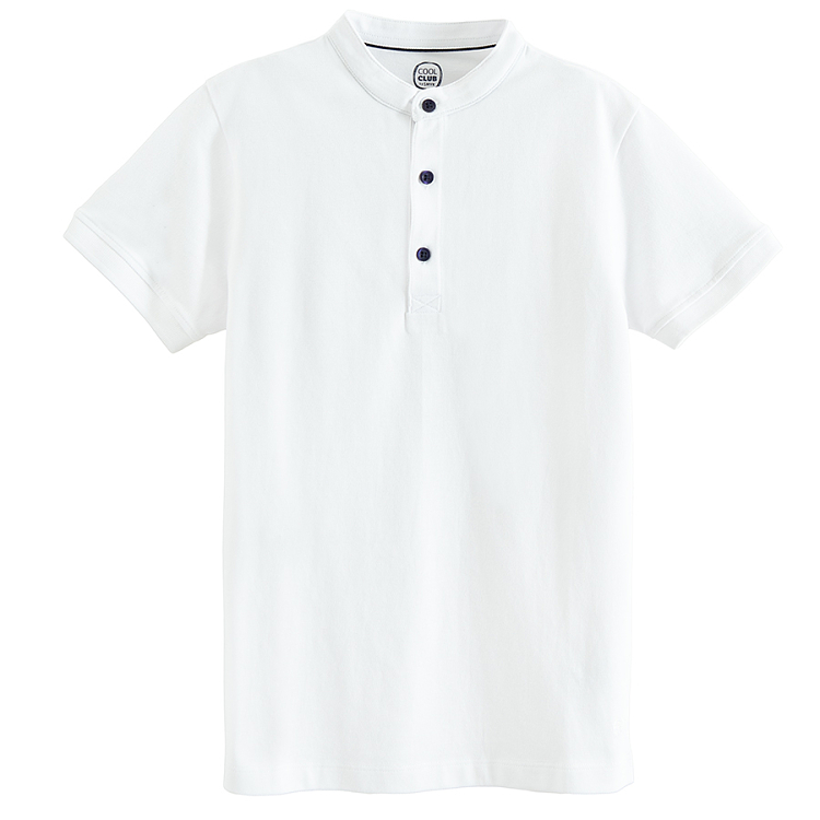 White polo T-shirt without collar