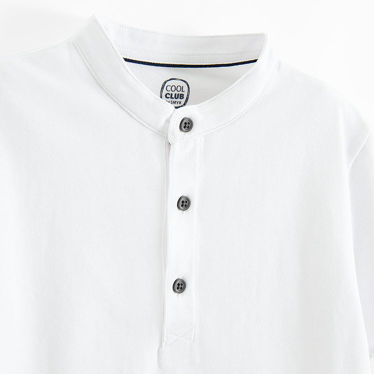 White polo T-shirt without collar