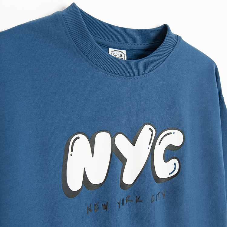 Blue sweatshirt with NYC print