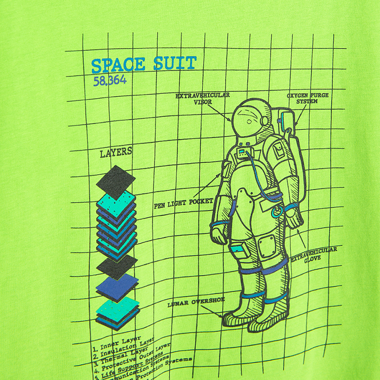 Fluo green sweatshirt with astronaut print