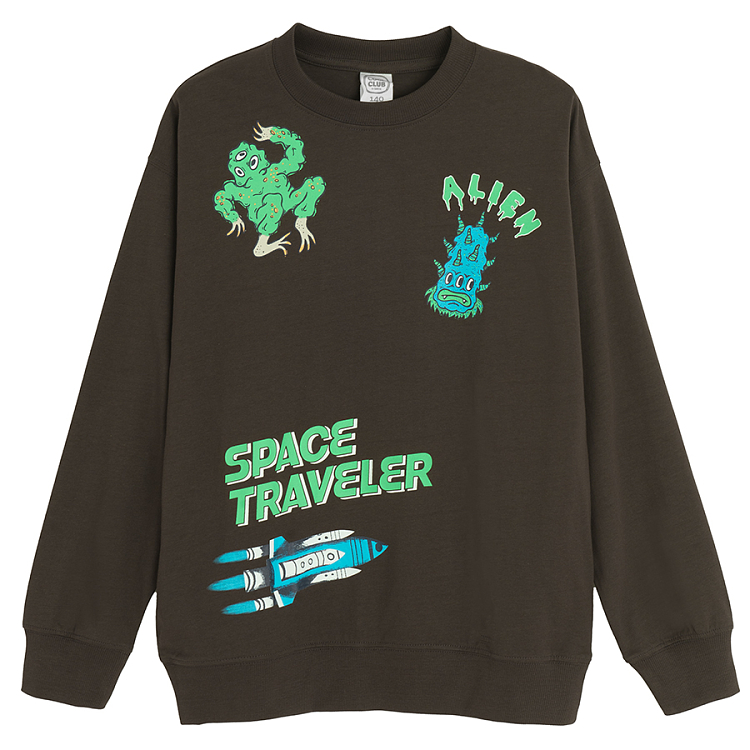 Brown sweatshirt with Speace Traveler print