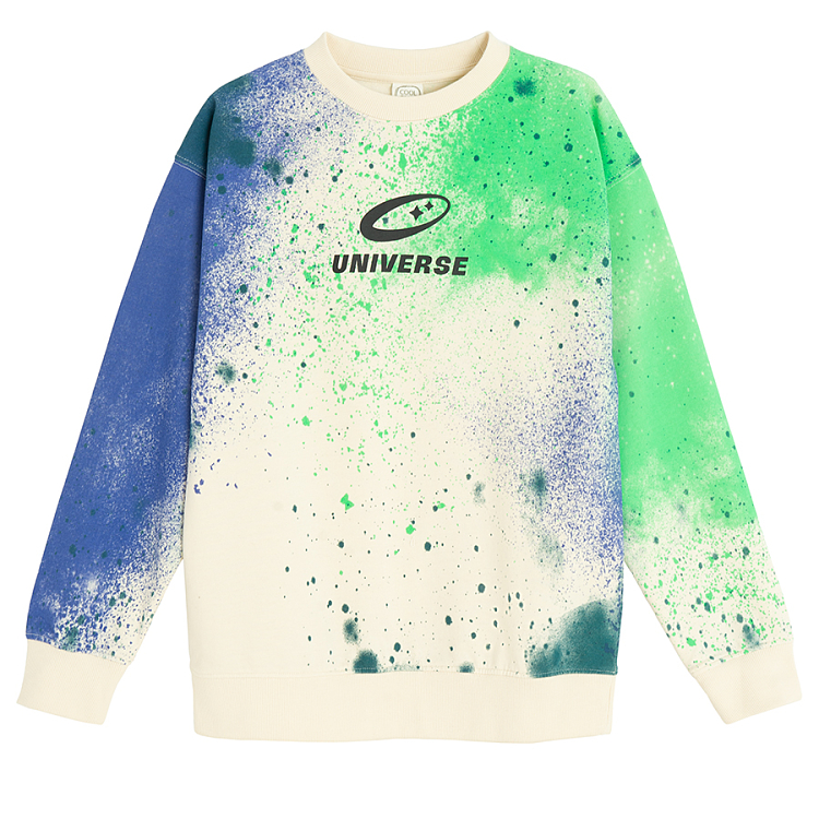 Green and purple paint splash sweatshirt