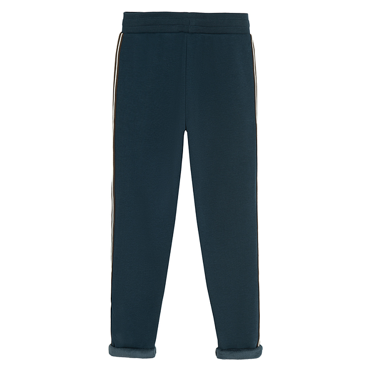 Blue jogging pants with side stripes