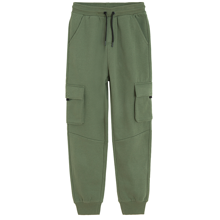 Khaki jogging pants with external side pockets Coolclub