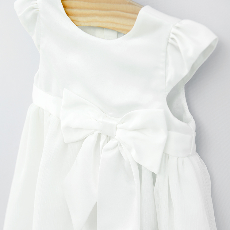 White short sleeve dress with a side bow