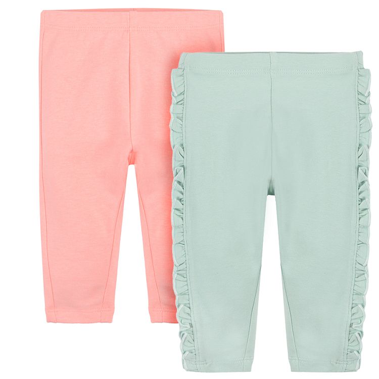 Powder pink and light green leggings- 2 pack