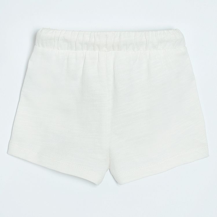 Cream shorts with adjustable waist