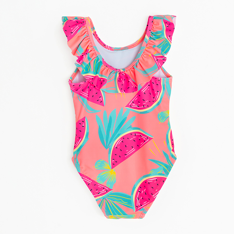 Pink swimsuit with watermelon print