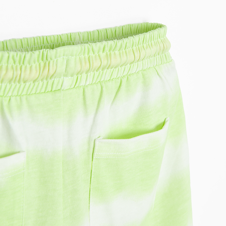 Green shorts with elastic waist