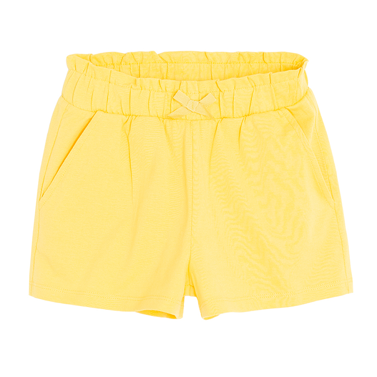 Yellow and violet with sunglasses shorts with elastic waist