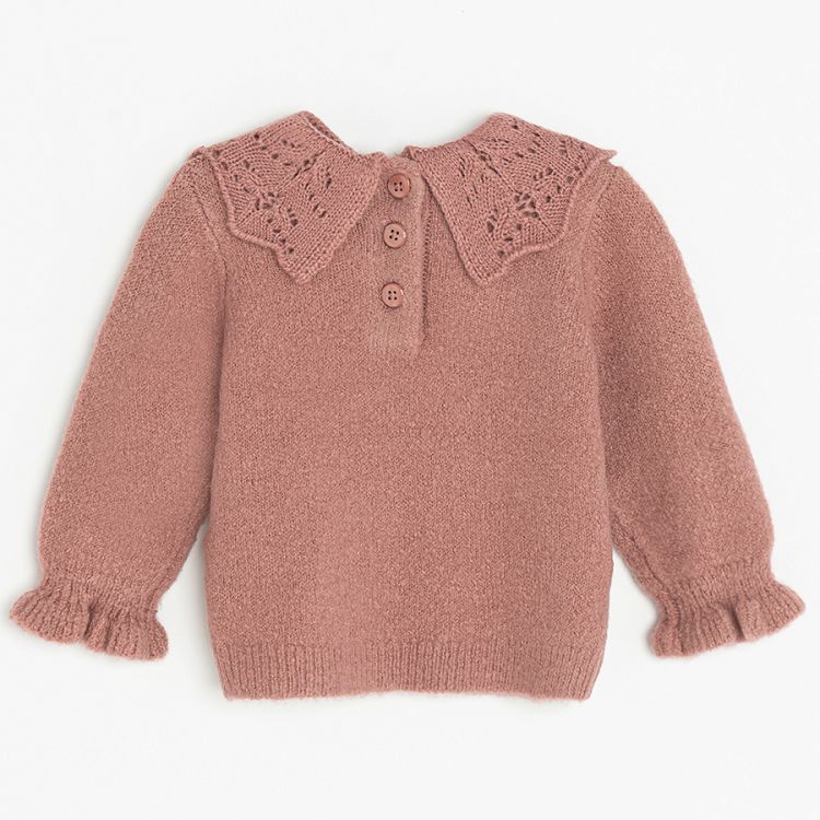 Dusty pink with white collar sweater