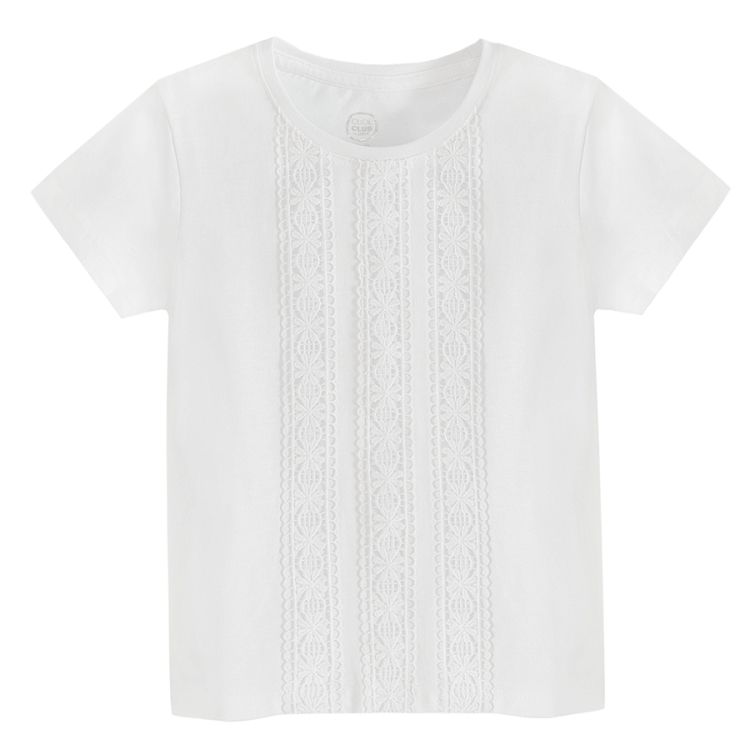 White short sleeve embroidered blouse