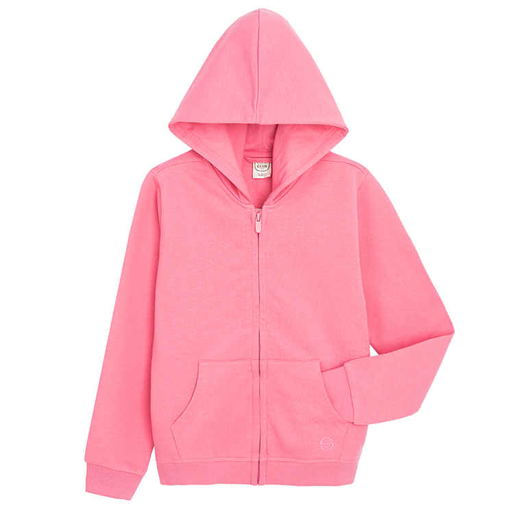 Pink hooded zip through sweatshirt