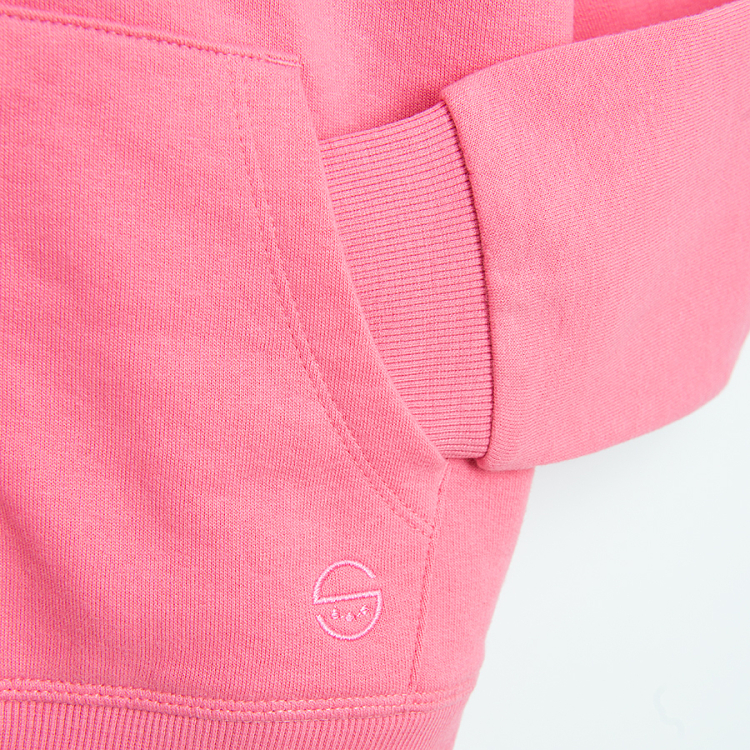 Pink hooded zip through sweatshirt