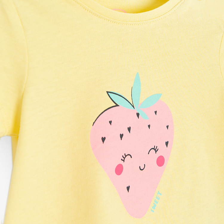 Yellow T-short with strawberry print