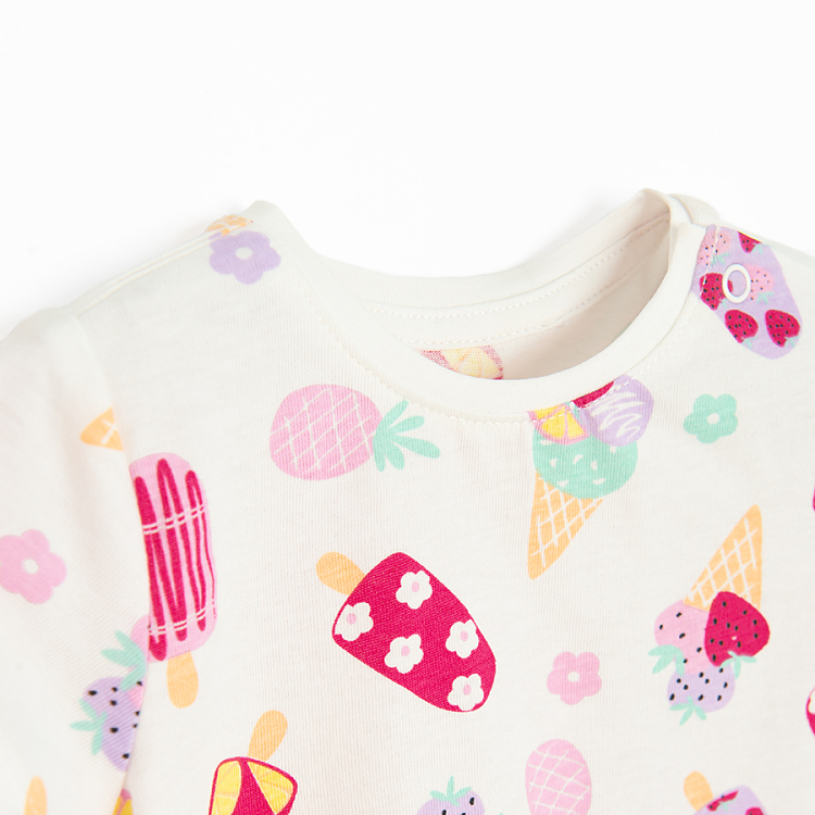 White T-shirt with ice cream print