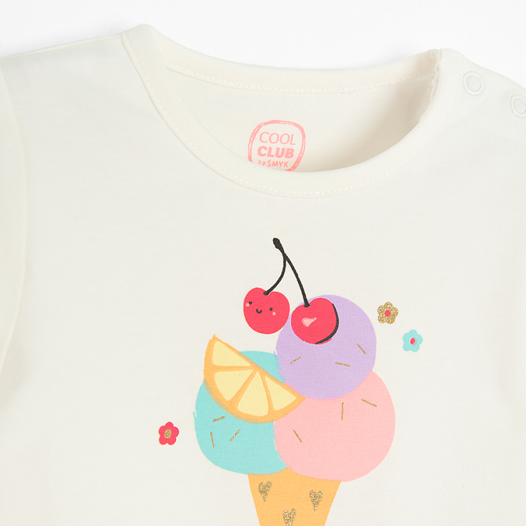 White short sleeve bodysuit with icecream print