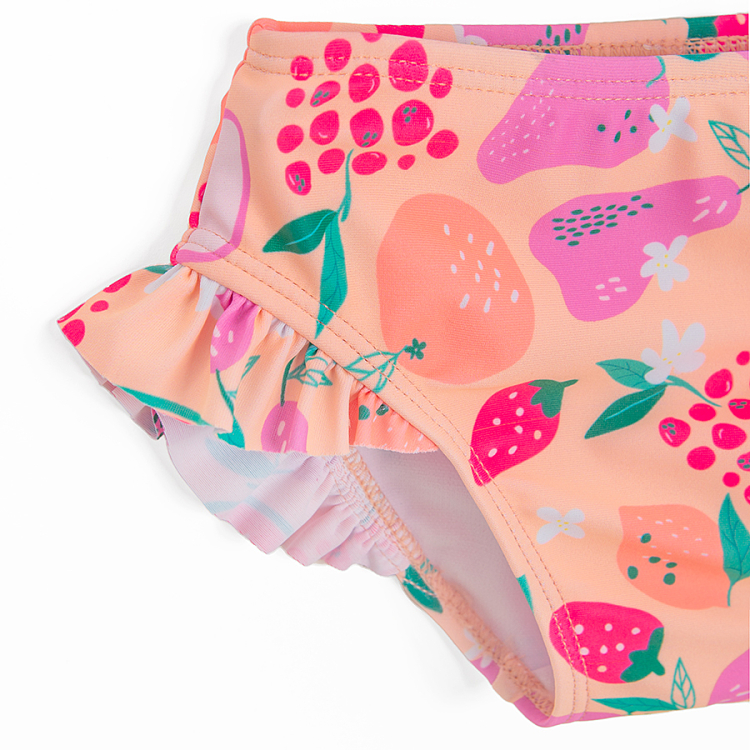 Two piece- swimsuit, short sleeve top and bottom with summer fruit print