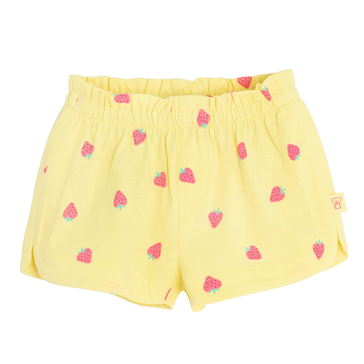 Yellow shorts with strawberries print