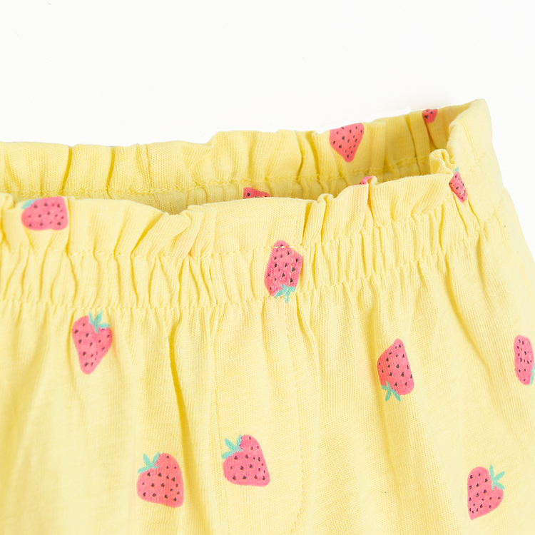 Yellow shorts with strawberries print