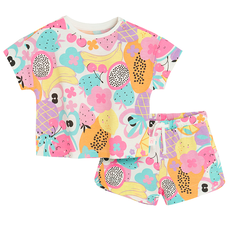 T-shirt and shorts set with summer print- 2 pieces