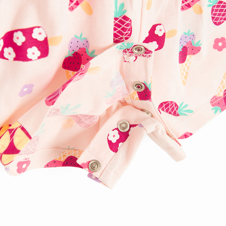 Pink dungaree shorts with ice cream print