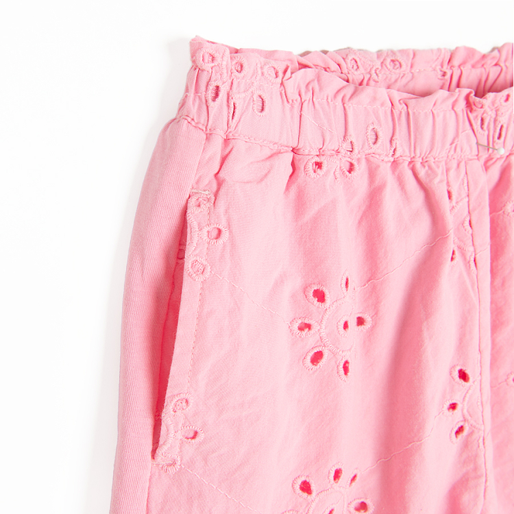 Pink shorts with flower pattern