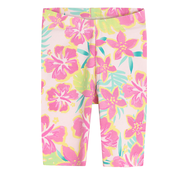 Puple with flamingos, lime, floral leggings- 3 pack