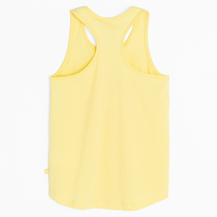 Yellow sleeveless T-shirt with summer fruit print