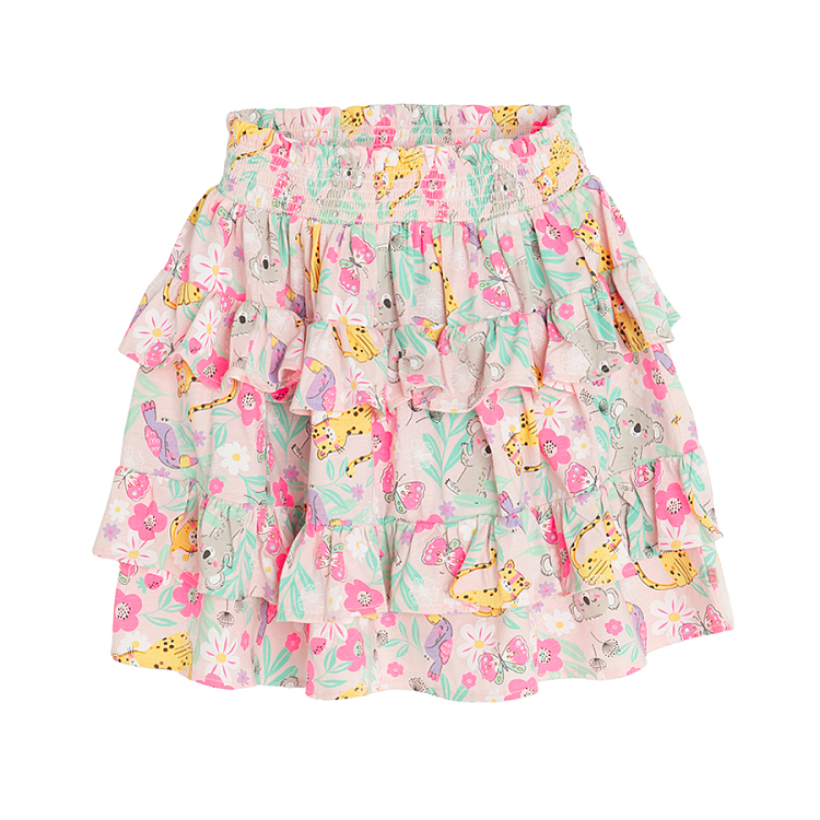 Ruffle skirt with jungle animal print