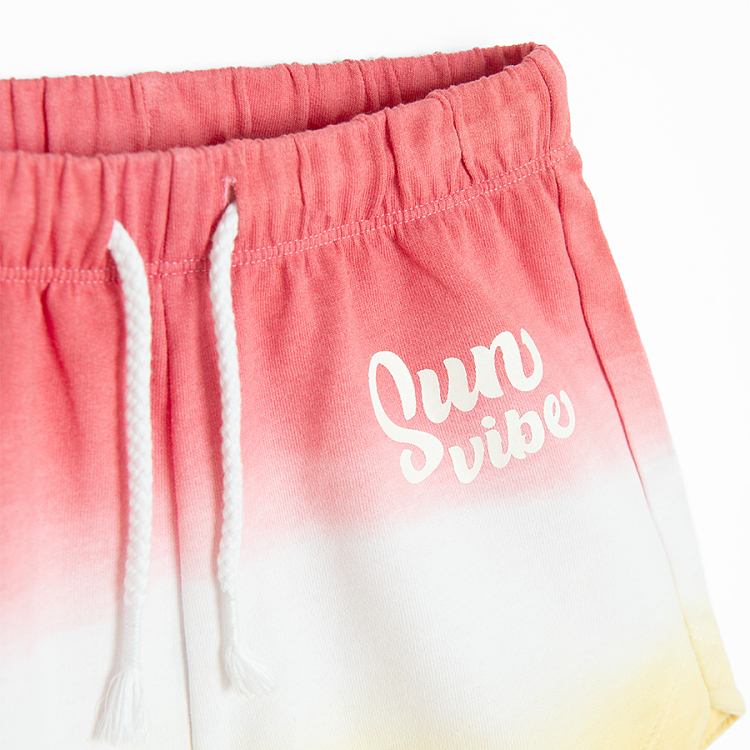 Pink, white and yellow shorts with cord on the waist