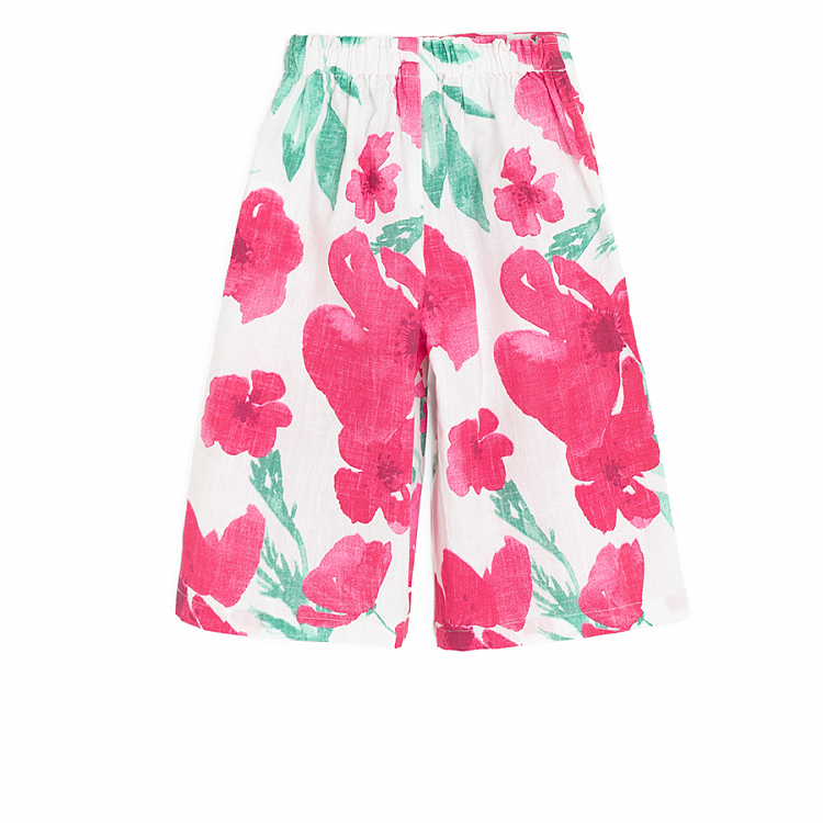 Floral whide leg shorts